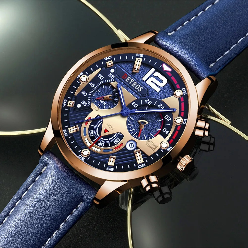 3pcs Men's Quartz Watch Set