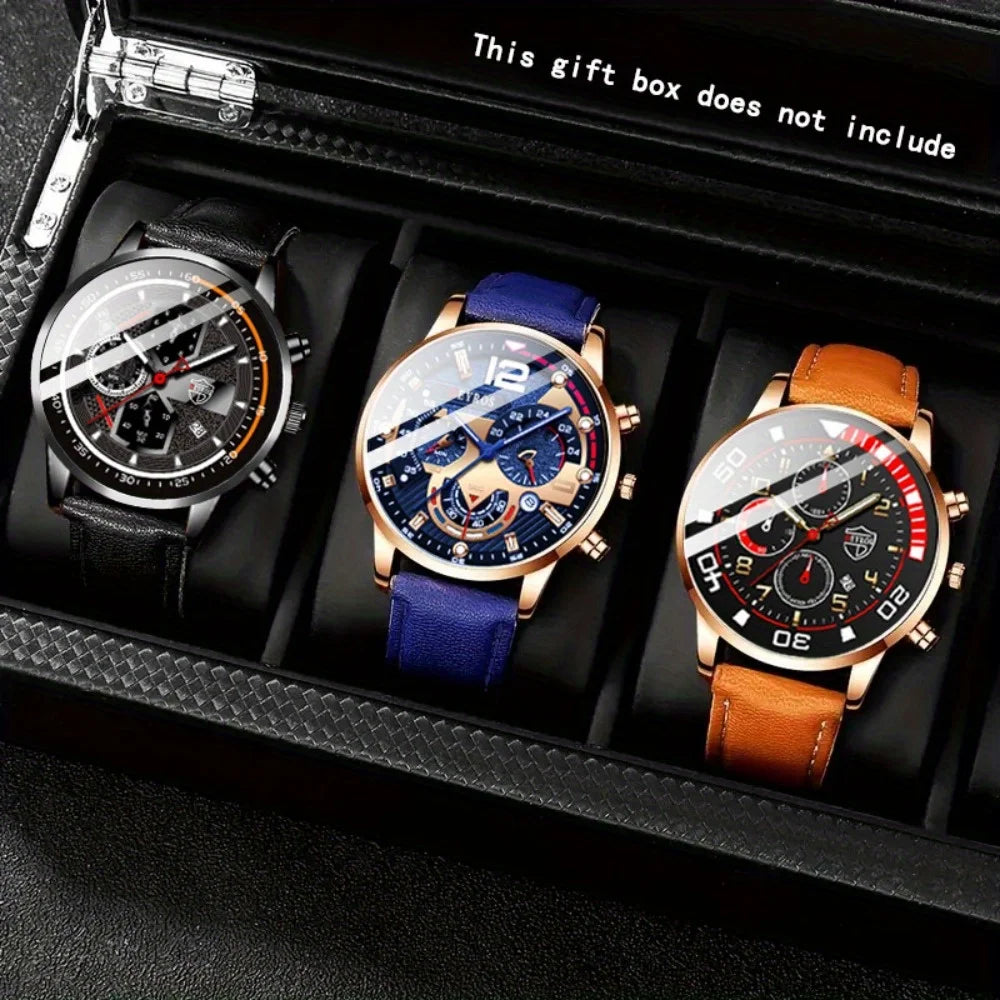 3pcs Men's Quartz Watch Set