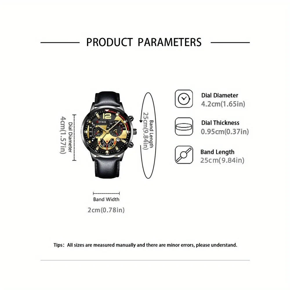 3pcs Men's Quartz Watch Set